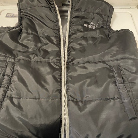 Puma boys large puffer vest reversible w gray/black - Picture 2 of 6